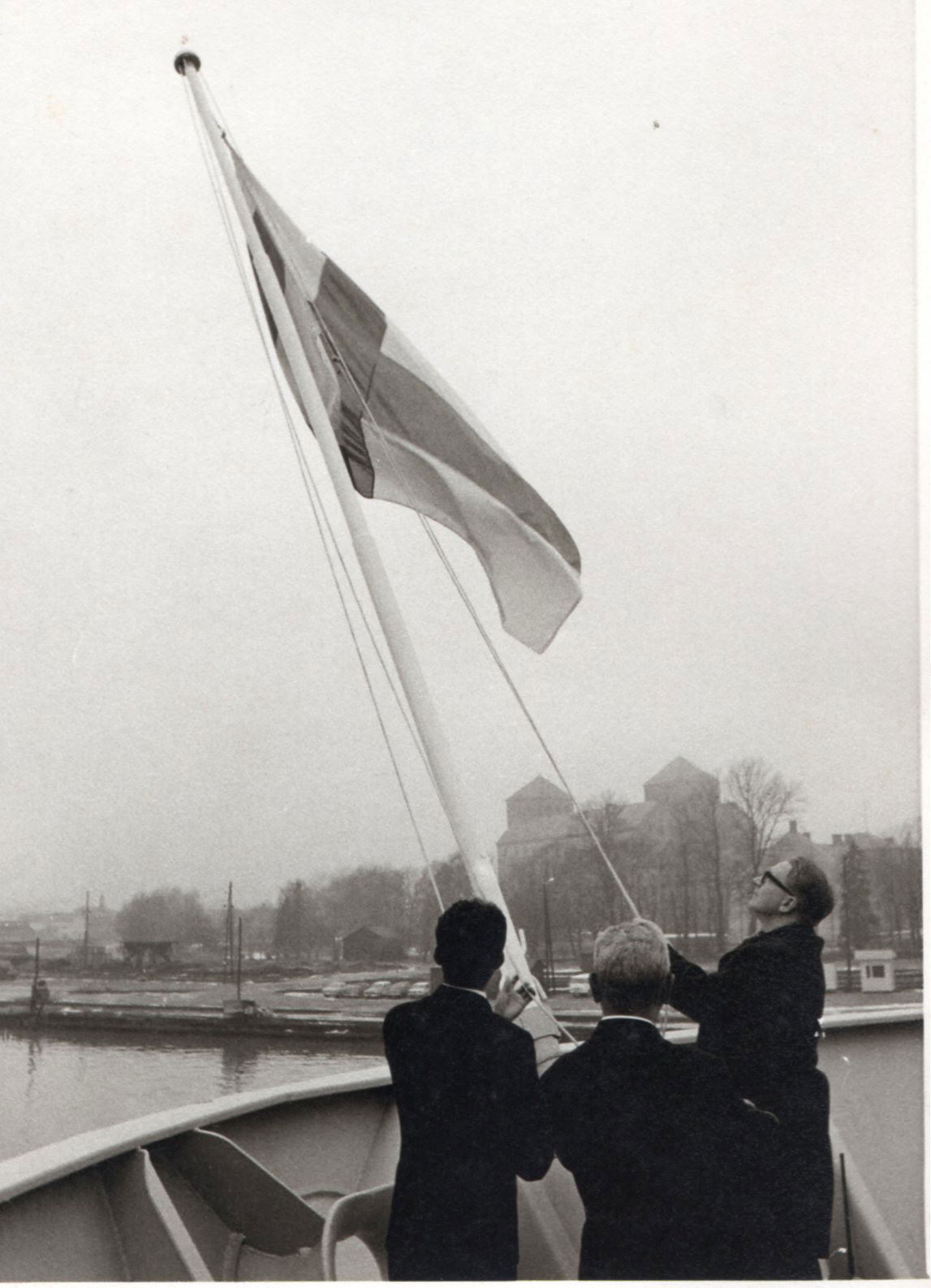 Ceremonia de entrega de la motonave Julio C. Tello en Finlandia, 1970