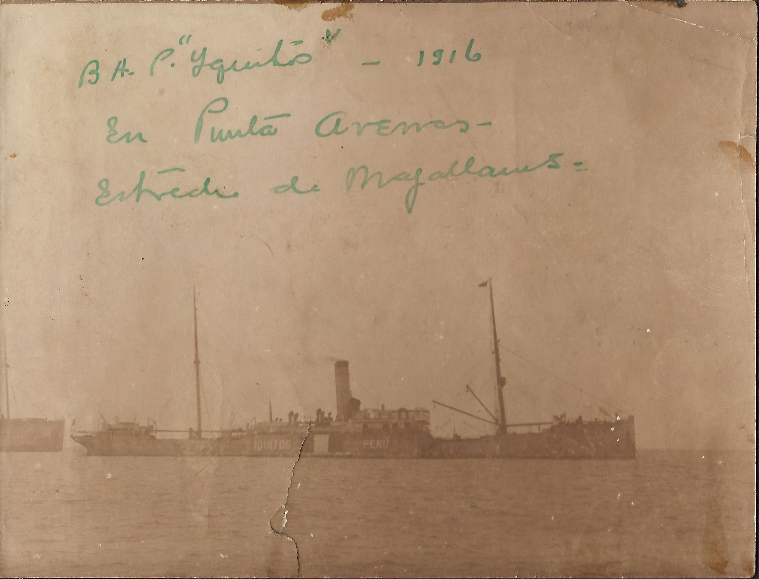 El transporte Iquitos en viaje a Inglaterra y las costas de Estados Unidos y de la América del Sur en el Atlántico. 1916